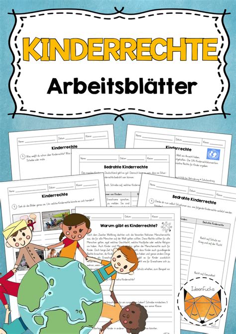 Dieses Material enthält Arbeitsblätter zu 10 wichtigsten Kinderrechten