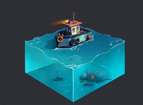 Artstation Do You Want To Go On Sea Trip Vika Zotova Isometric Art