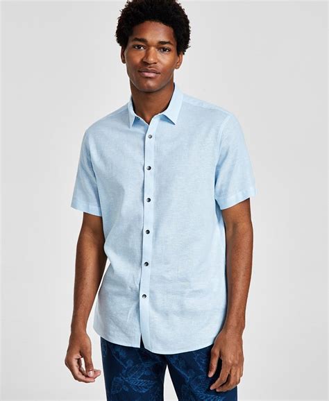 I N C International Concepts Mens Regular Fit Linen Shirt Created