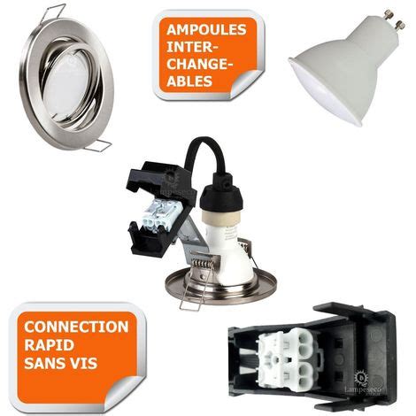 Lot De Spot Led Encastrable Orientable Alu Bross Avec Ampoule Gu