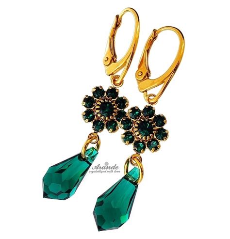 Kryształowe Kolczyki Emerald Feel Gold ARANDE 8683807135 Allegro pl