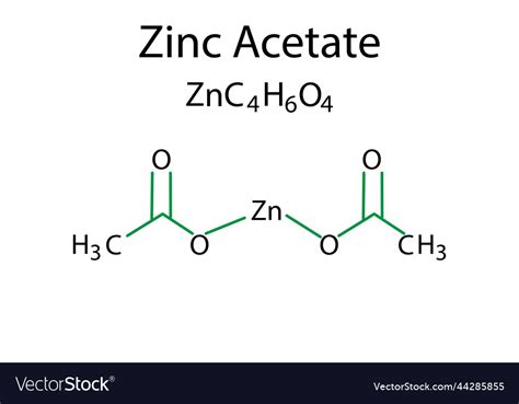 Zinc acetate formula chemical Royalty Free Vector Image