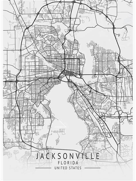 Jacksonville Florida Us Gray City Map Poster For Sale By