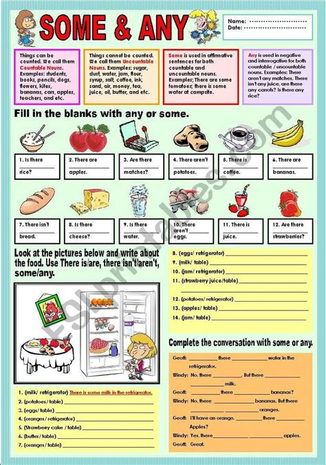 Some Any Worksheet English Grammar English Exercises Learn