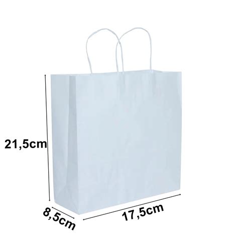 Sacola De Papel Kraft Branco X X Cm Unidades G Sacolas De