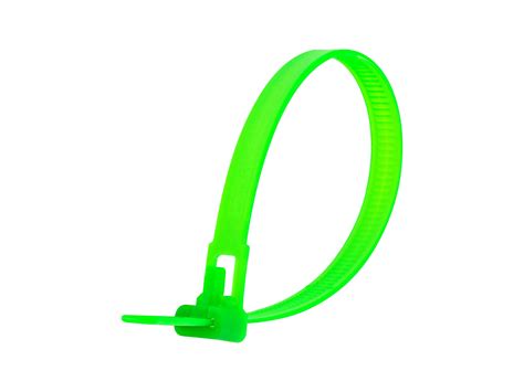 Secure Cable Ties 8 Inch Fluorescent Green Standard Releasable Cable