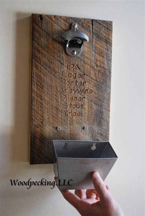 Rustic Bottle Opener Reclaimed Wood Wall Mount Custom Engraved Etsy