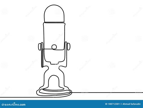 Continuous Line Drawing Of Vector Radio Station Microphone Icon