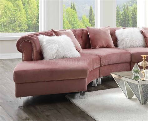 Ninagold Sectional Sofa In Pink Velvet By Acme