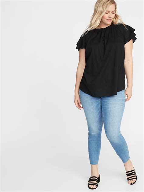 Slub Weave Plus Size Tiered Sleeve Blouse Old Navy