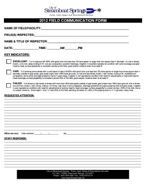 Fillable Online Steamboatsprings Field Communication Form