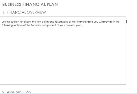 BUSINESS FINANCIAL PLAN - Excel templates