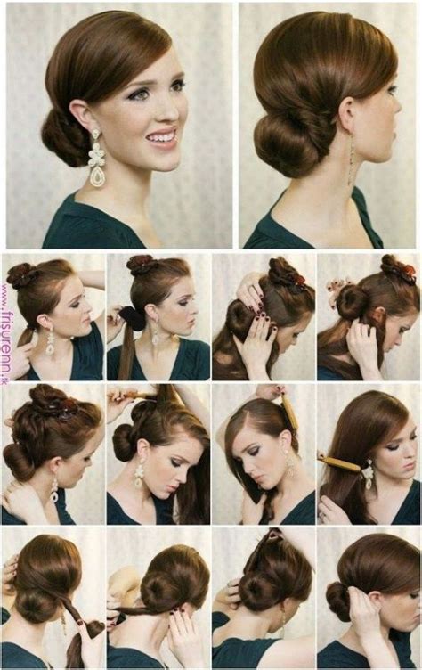 Easy Hairstyles For Medium Hair Retro Hairstyles Bun Hairstyles Wedding Hairstyles Hair