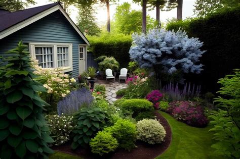 Premium Ai Image Beautifully Landscaped Small Garden In Summer