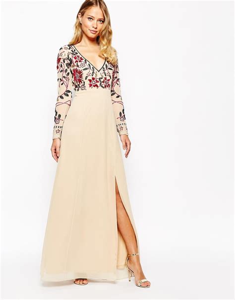 Lyst Frock And Frill Floral Embellished Thigh Split Maxi Dress With