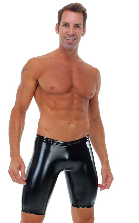 Competition Swim Dive Jammers In Gloss Black Stretch Vinyl Nylon Lycra