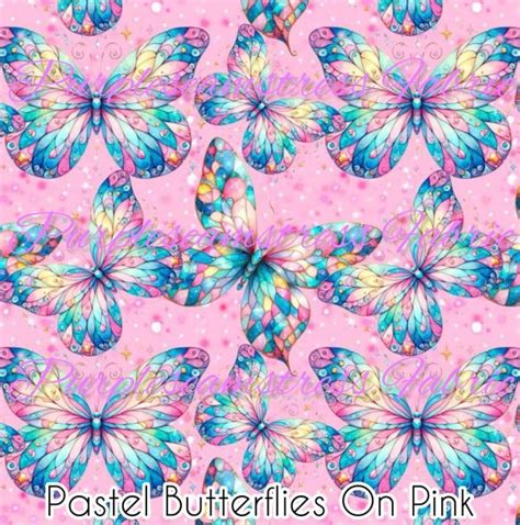 Pastel Butterflies On Pink Purpleseamstress Fabric