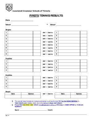 Tennis Scoresheet - Markoyxiana