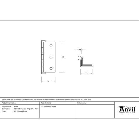 Self Coloured Brass Pair Stormproof Hinge From The Anvil