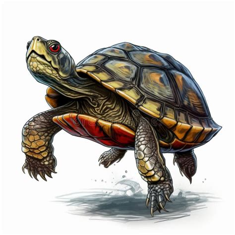 Realistic Turtle Illustration With Red Eyes Stock Illustration