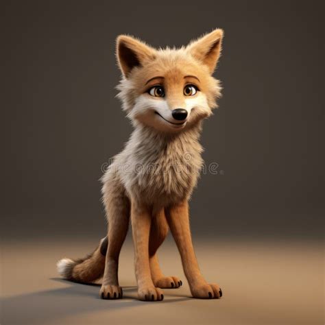 Realistic Animated Film Prop: Detailed Fox Character on Brown Background Stock Illustration ...