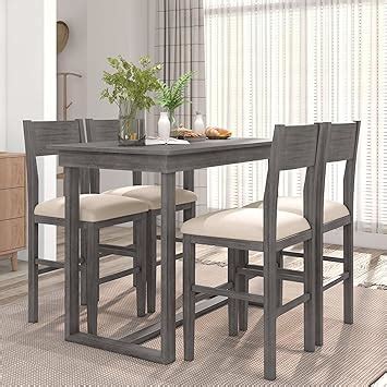 Amazon Bellemave Piece Dining Table Set Wood Counter Height