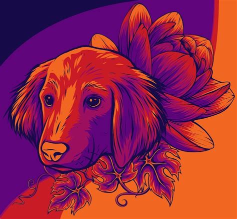 Premium Vector Illustration Of Golden Retriever Head With Floral