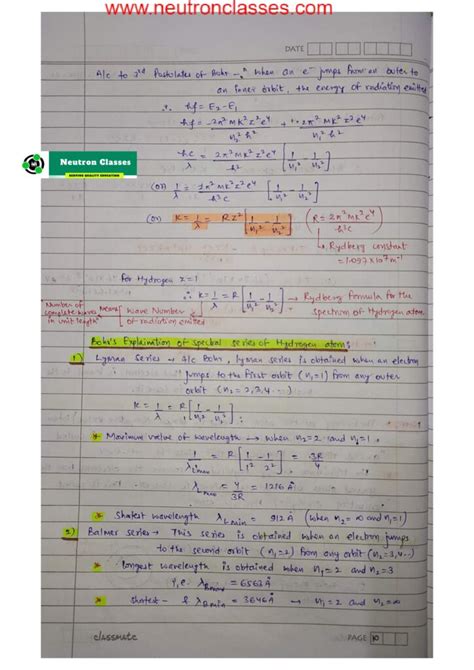 Handwritten Notes Chapter Atoms Cbse Class Mavi Sir