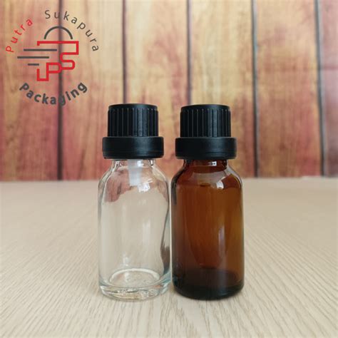 Jual Botol Kaca 15ml Tebal Botol Tetes 15ml Tutup Filler Hitam Topi