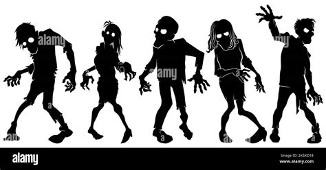 Zombie Silhouettes Set Stock Vector Image And Art Alamy