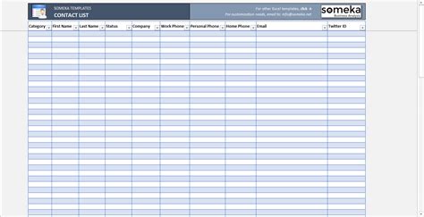 Contact List Template in Excel | FREE to Download & Easy to Print