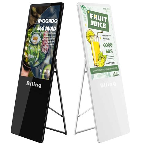 Digital Signage LCD Full Screen Portable Digital Poster Wheels Totem