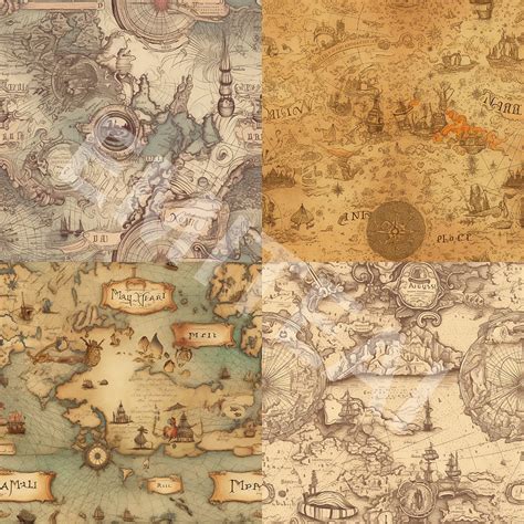 Vintage Map Digital Paper Pack, Seamless Backgrounds, PNG, Digital ...