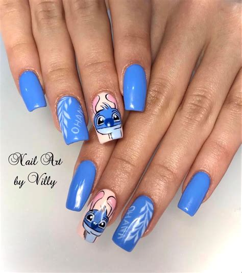 Stitch Nails 💙💙💙 Disney Gel Nails Nails Cute Acrylic Nails