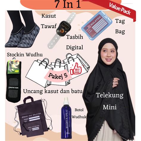 Hot Items Set Umrah Haji Telekung Berpoket Mini Telekung Berpoket