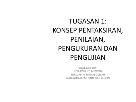 Konsep Pentaksiran Penilaian Pengukuran Dan Pengujian PPT