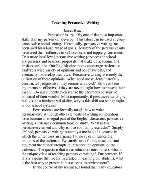 Teaching Persuasive Writing