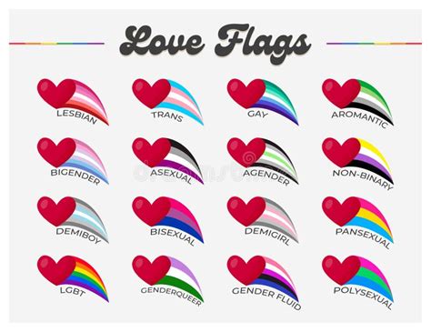 Lgbtq Sexual Identity Pride Flags Collection As Heart Comets Flag Of Gay Transgender