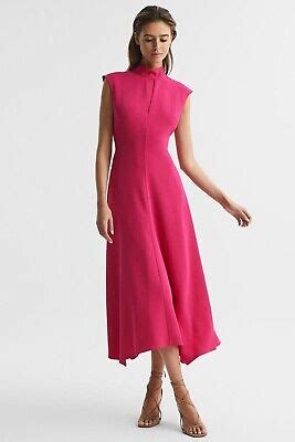 REISS LIVVY OPEN BACK MIDI DRESS In PINK EBay