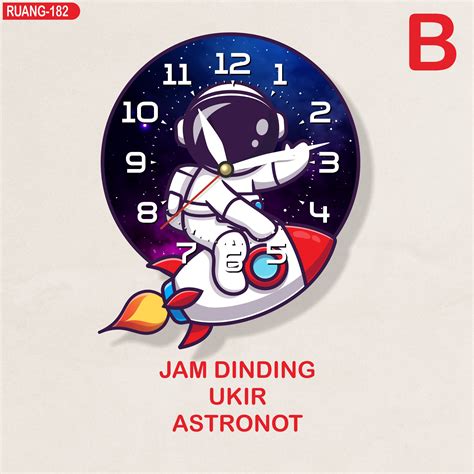 RC 182 Jam Dinding Astronot Hiasan Kamar Anak Luar Angkasa Dekorasi