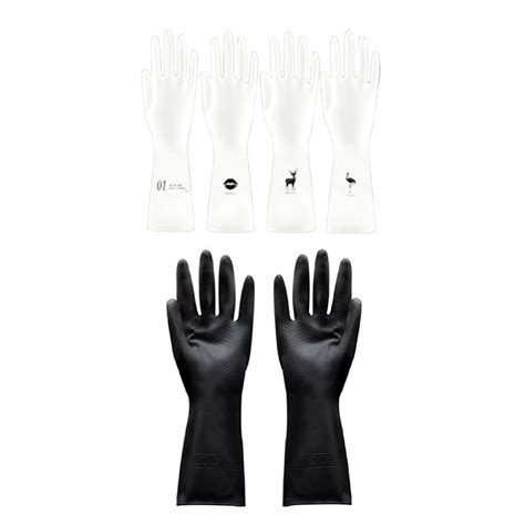 Jual DHW Sarung Tangan Karet Cuci Piring 4 Motif Gloves Hitam 32 Cm