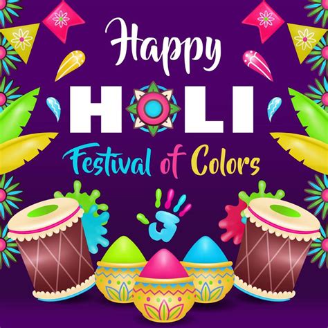 Happy Holi Festival Of Colors Hand And Paint Colorful 3d Illustration