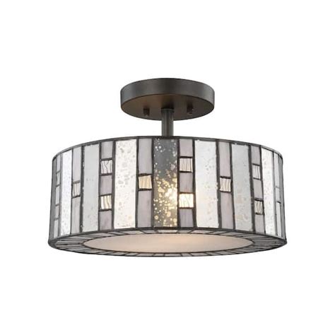 Titan Lighting Ethan 2 Light Tiffany Bronze Semi Flushmount Tn 473567 The Home Depot