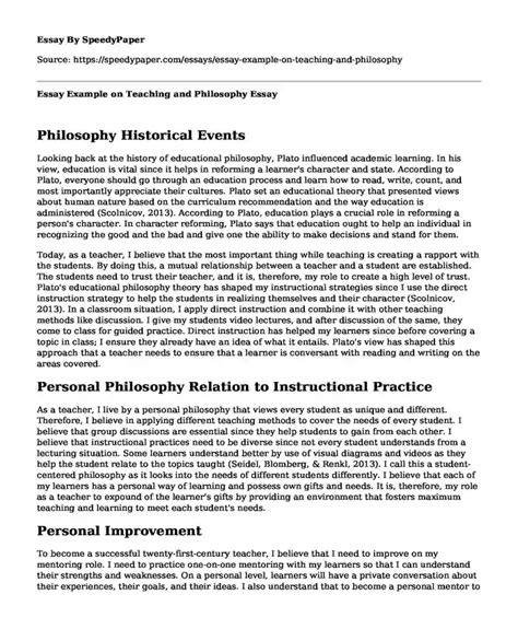 Essay Example On Teaching And Philosophy Speedypaper