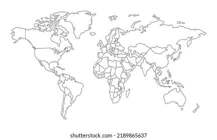 White Background World Map Line Art Stock Vector (Royalty Free) 2189865637 | Shutterstock