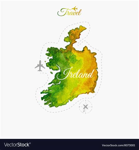 Travel around the world ireland watercolor map Vector Image