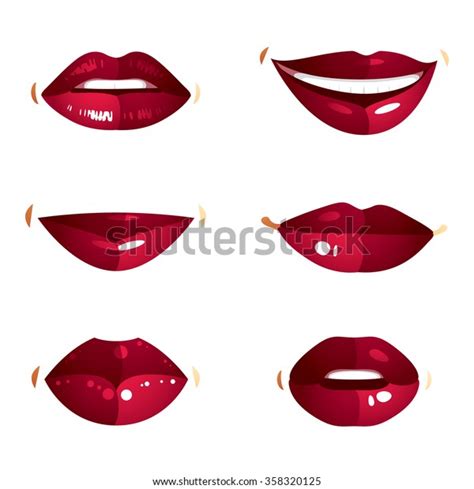 Collection Vector Red Female Lips Makeup เวกเตอร์สต็อก ปลอดค่า