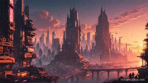 Futuristic Cyberpunk Cityscape At Sunset Muse Ai