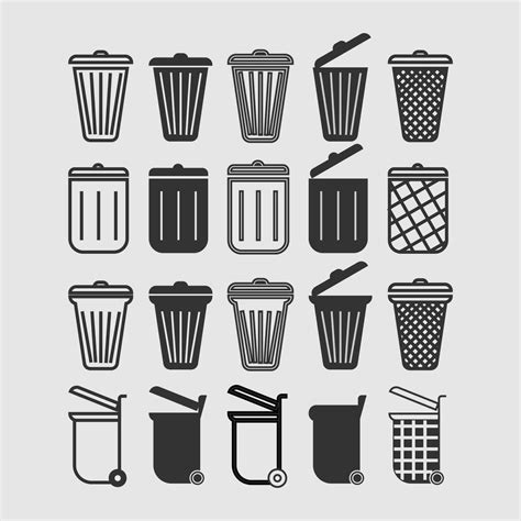 Trash Can Icons Set Simple Illustration Of 16 Trash Can Vector Icons