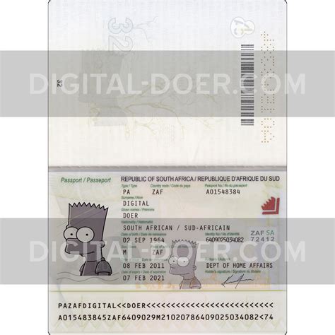 South Africa Passport Editable Template Psd